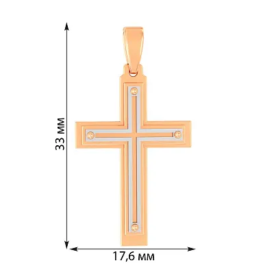 Крестик из красного и белого золота  (арт. 440780кб)
