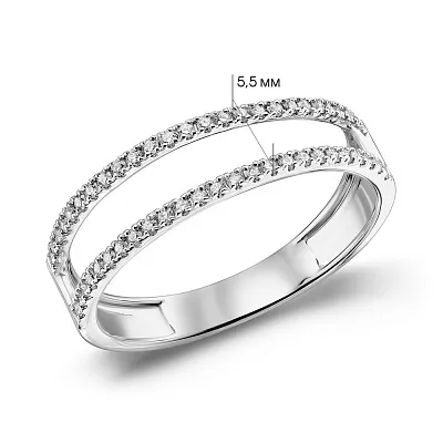 Двойное кольцо из белого золота с бриллиантами (арт. К341477020б)