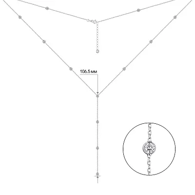 Кольє-краватка зі срібла з фіанітами (арт. 7507/1995)