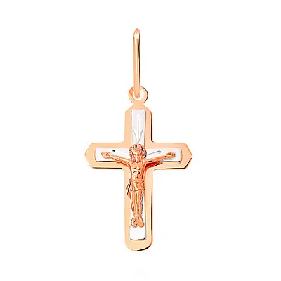 Нательный золотой крестик с распятием (арт. 526700)