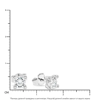 Сережки-цвяшки з білого золота з фіанітами  (арт. 107843б)