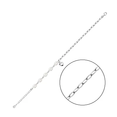 Срібний браслет з перлинами і з підвіскою  (арт. 7509/3683жб)