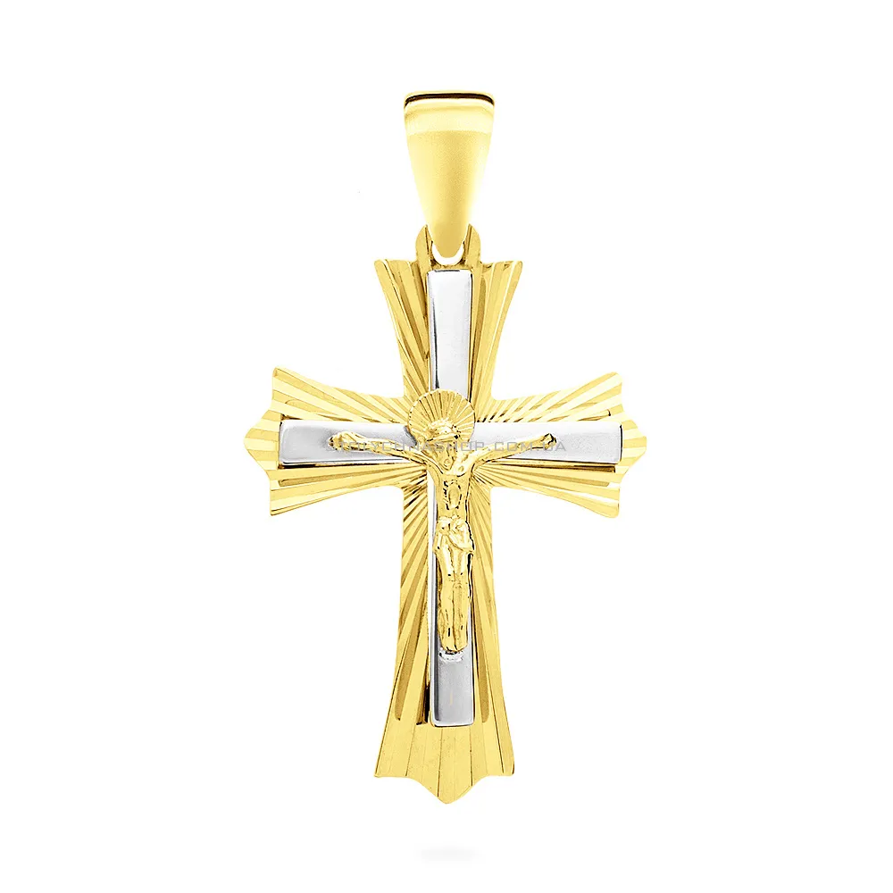 Золотой нательный крестик с распятием  (арт. 503852жб) - цена