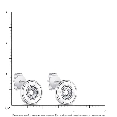 Сережки-пусети зі срібла з перламутром і з фіанітами  (арт. 7518/6264п)