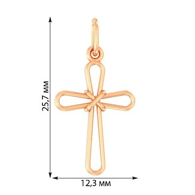 Хрестик з червоного золота без каміння  (арт. 440775)