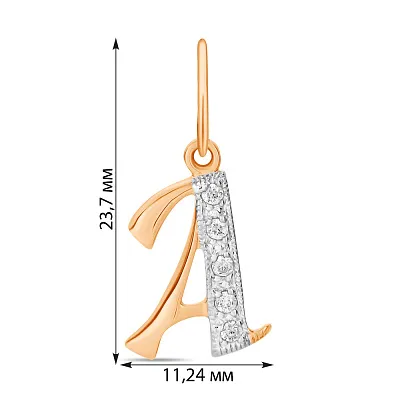 Золотая подвеска «Буква А» с фианитами (арт. 440283)