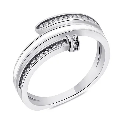 Серебряное кольцо Гвоздь с эмалью и фианитами (арт. 7501/6303еб)