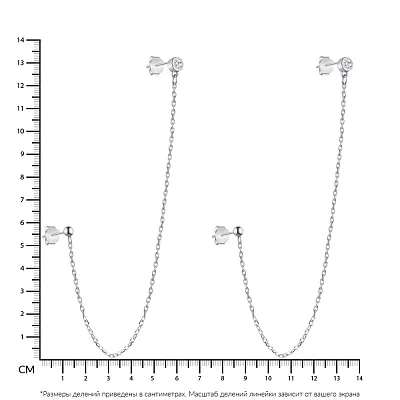 Серебряные серьги на два прокола с фианитами (арт. 7518/5910)