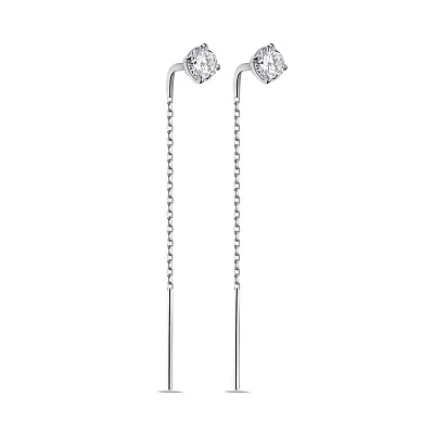 Срібні сережки-протяжки з фіанітами (арт. 7502/А577сю)