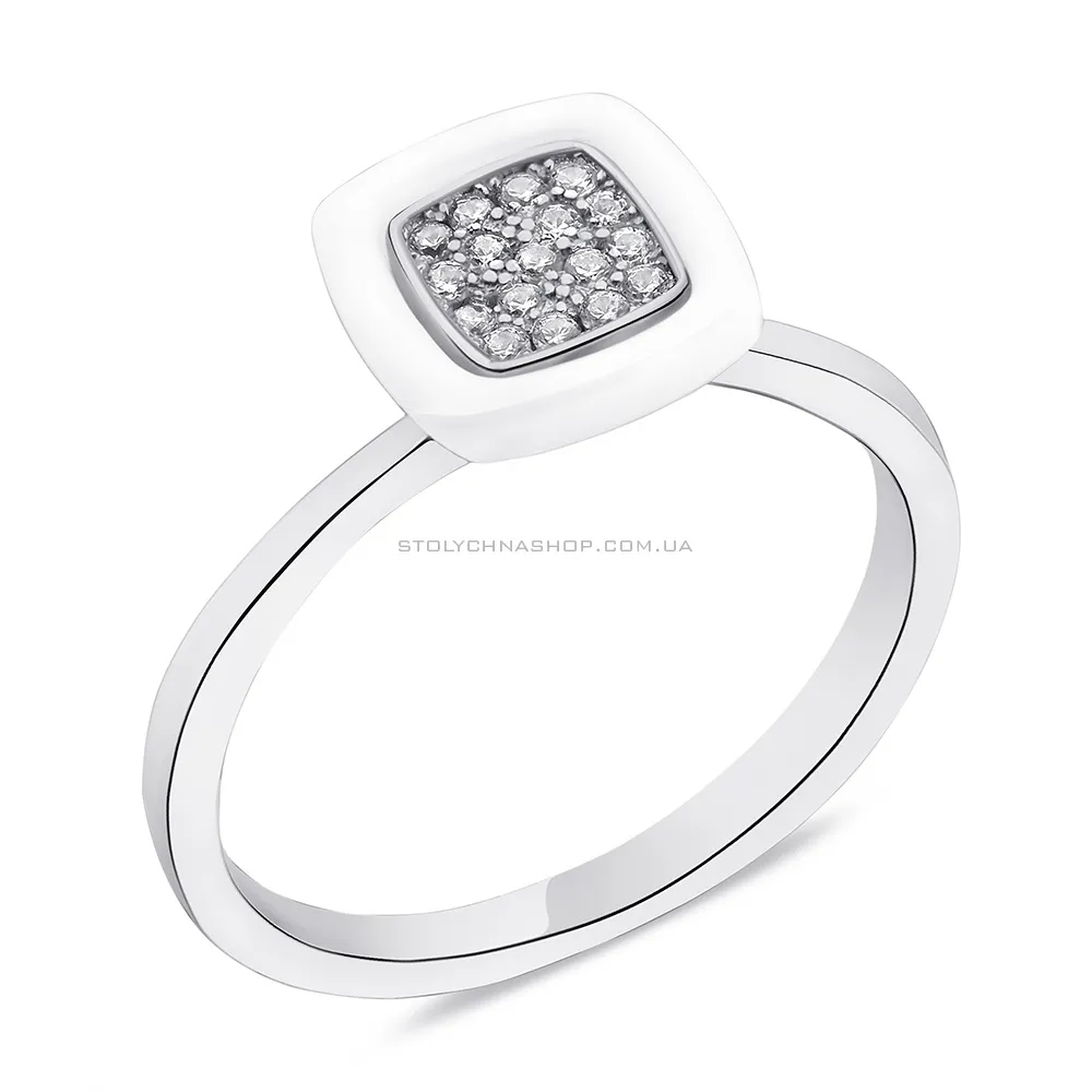 Кольцо из серебра и керамики с фианитами (арт. 7501/6099кмб) - цена