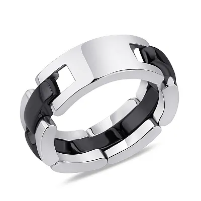 Серебряное кольцо с черной керамикой  (арт. 7501/1619ч004)