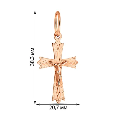 Хрестик з червоного золота з розп'яттям (арт. 500042)