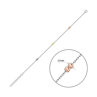 Серебряный браслет с шариками  (арт. 7509/3869бкж)