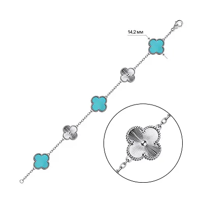 Серебряный браслет Клевер (арт. 7509/4449/15ог)