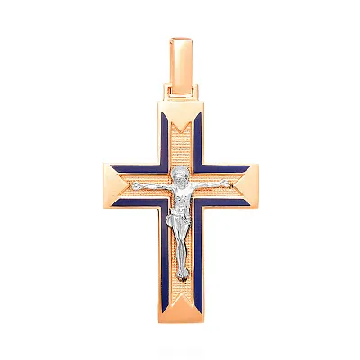 Золотой крестик с распятием и эмалью (арт. 505009с)