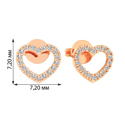 Сережки-цвяшки з червоного золота з діамантами  (арт. Т011257015)