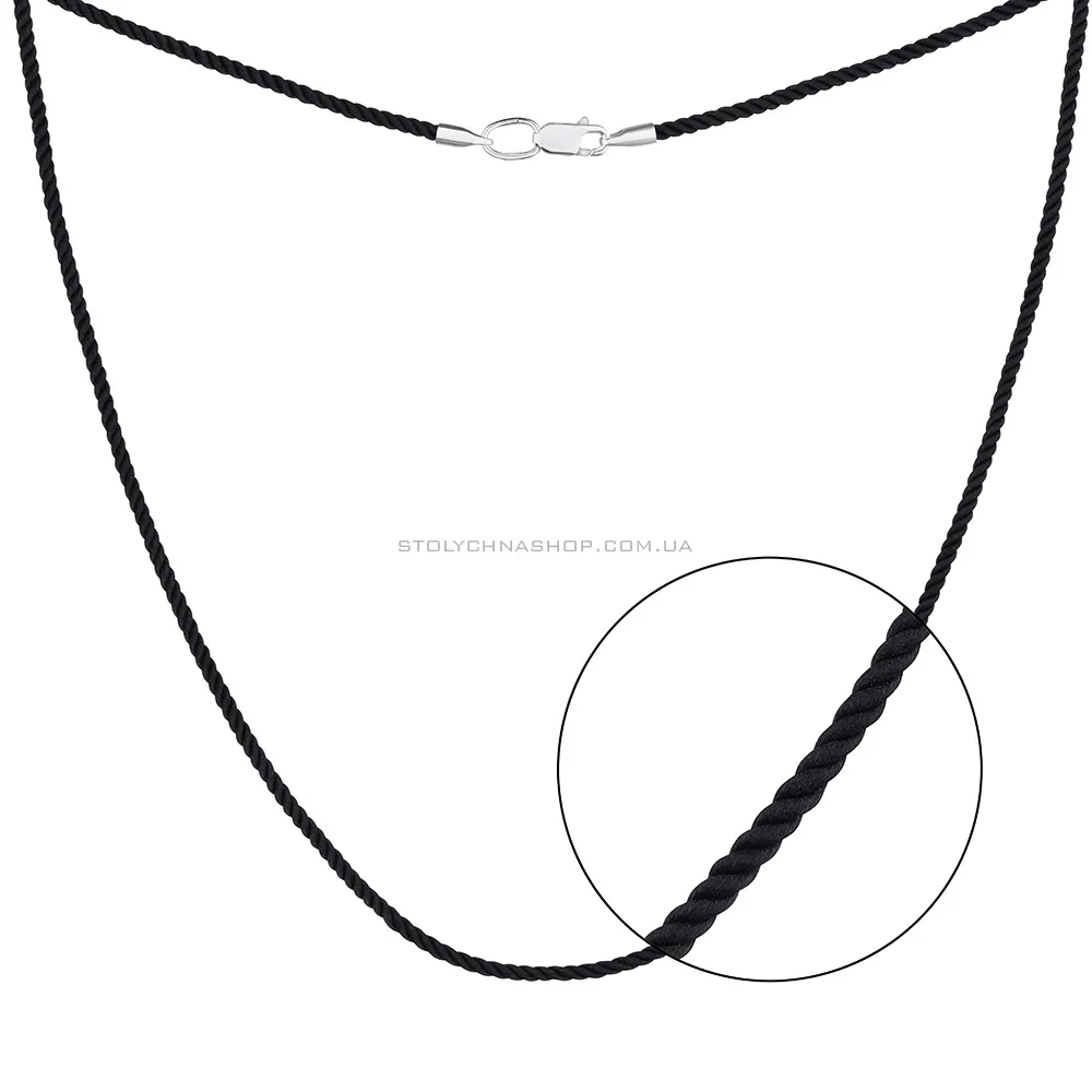 Шелковый шнурок с серебряными вставками (арт. 7307/396ш)