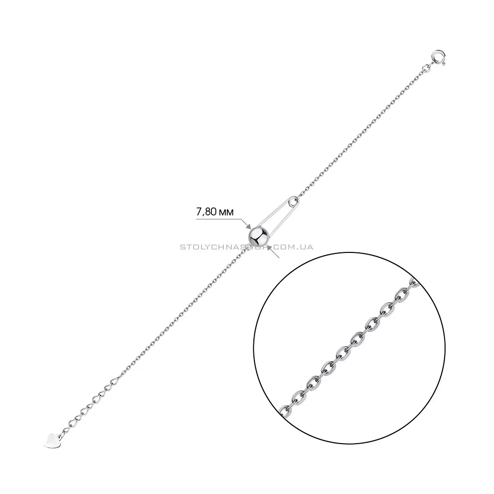 Браслет срібний "Шпилька" без каміння  (арт. 7509/3541) - 2 - цена