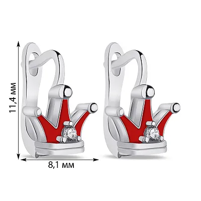 Дитячі срібні сережки Корона (арт. 7502/9026ек)