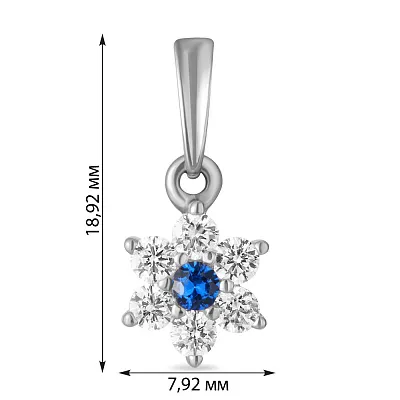 Підвіска з білого золота «Квітка» з фіанітами (арт. 440305бс)