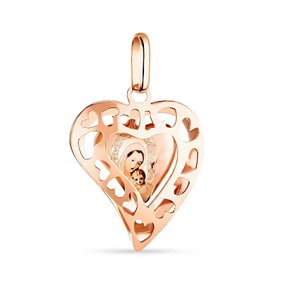 Золота ладанка «Божа Матір з немовлям» з емаллю (арт. 420978)