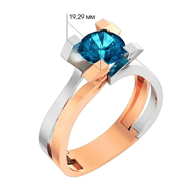 Золотое кольцо с топазом Blue Ocean (арт. 140751Пл)