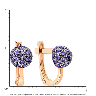 Золоті дитячі сережки з фіолетовими фіанітами (арт. 110264ф)