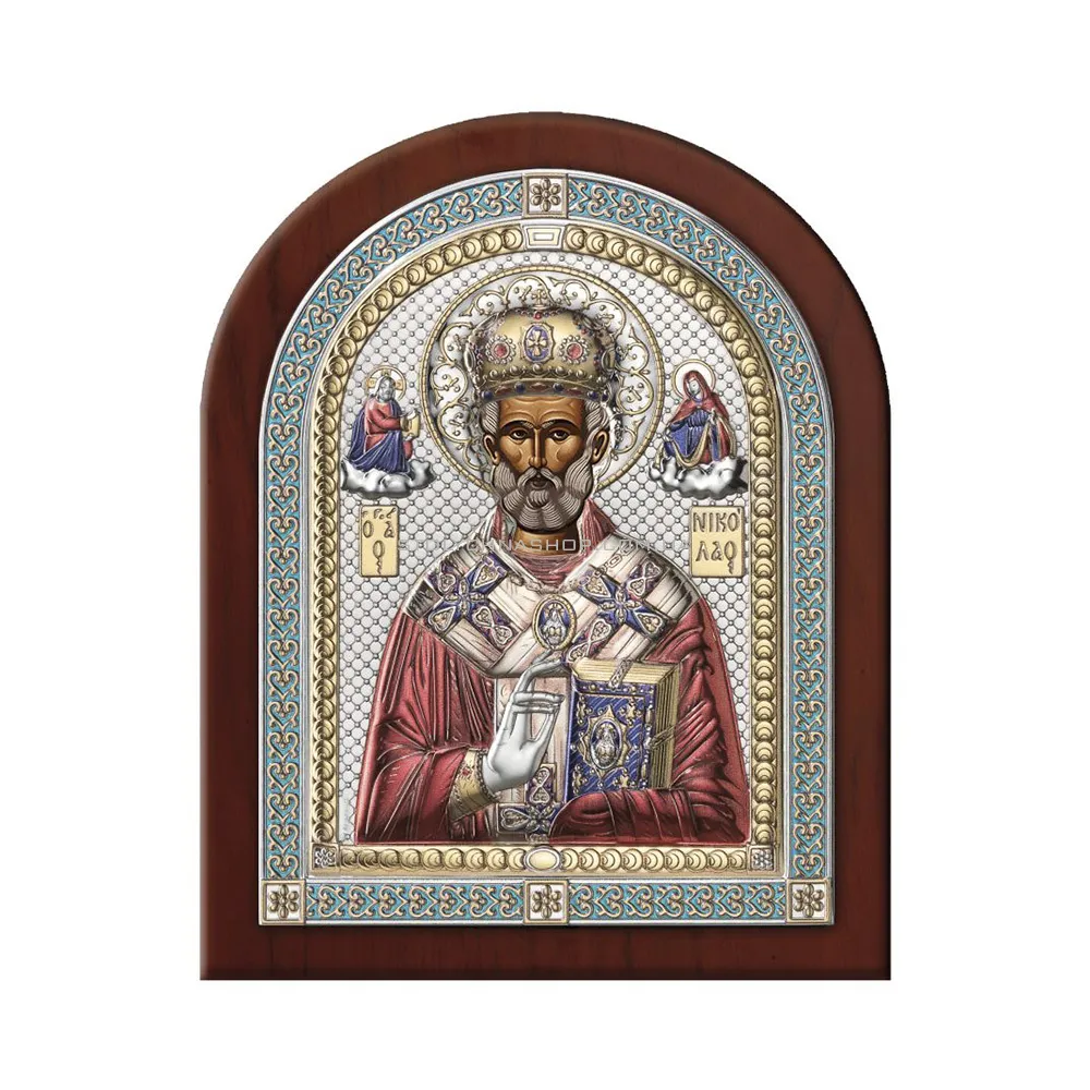 Икона серебряная "Святитель Николай Чудотворец"(130х95 мм) (арт. 84431 2LCOL)