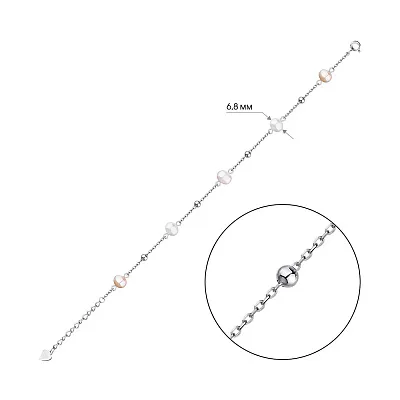 Серебряный браслет с жемчугом (арт. 7509/4473жбр)