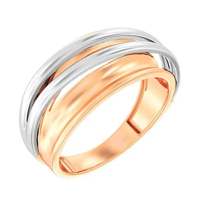 Золотое кольцо в красном и белом цвете металла (арт. 140880кб)