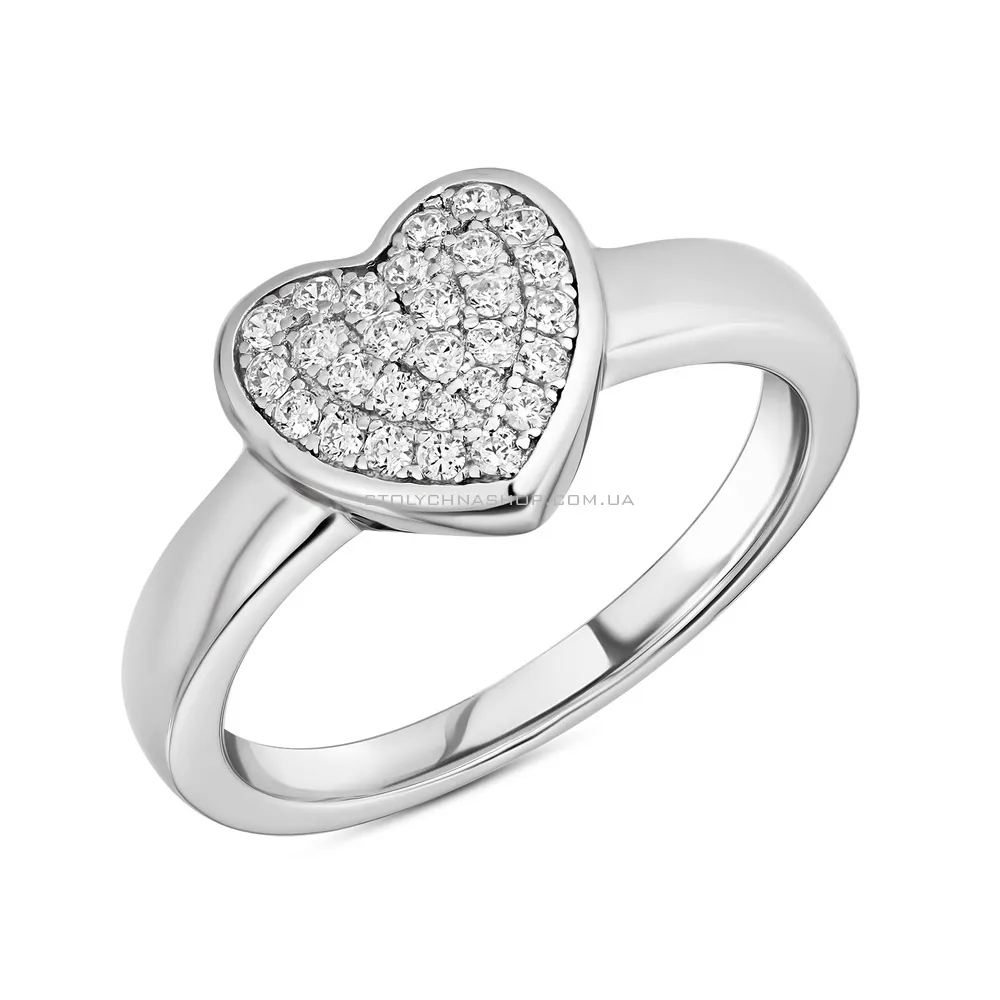 Серебряное кольцо «Сердце» с фианитами  (арт. 7501/4289)