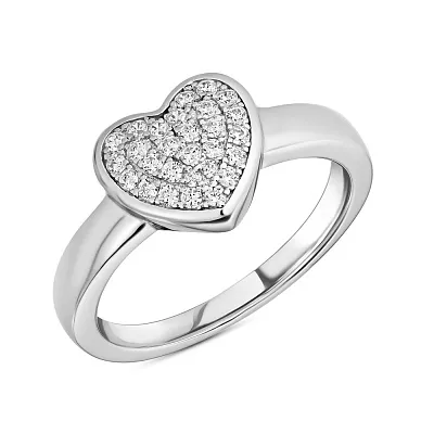 Серебряное кольцо «Сердце» с фианитами  (арт. 7501/4289)