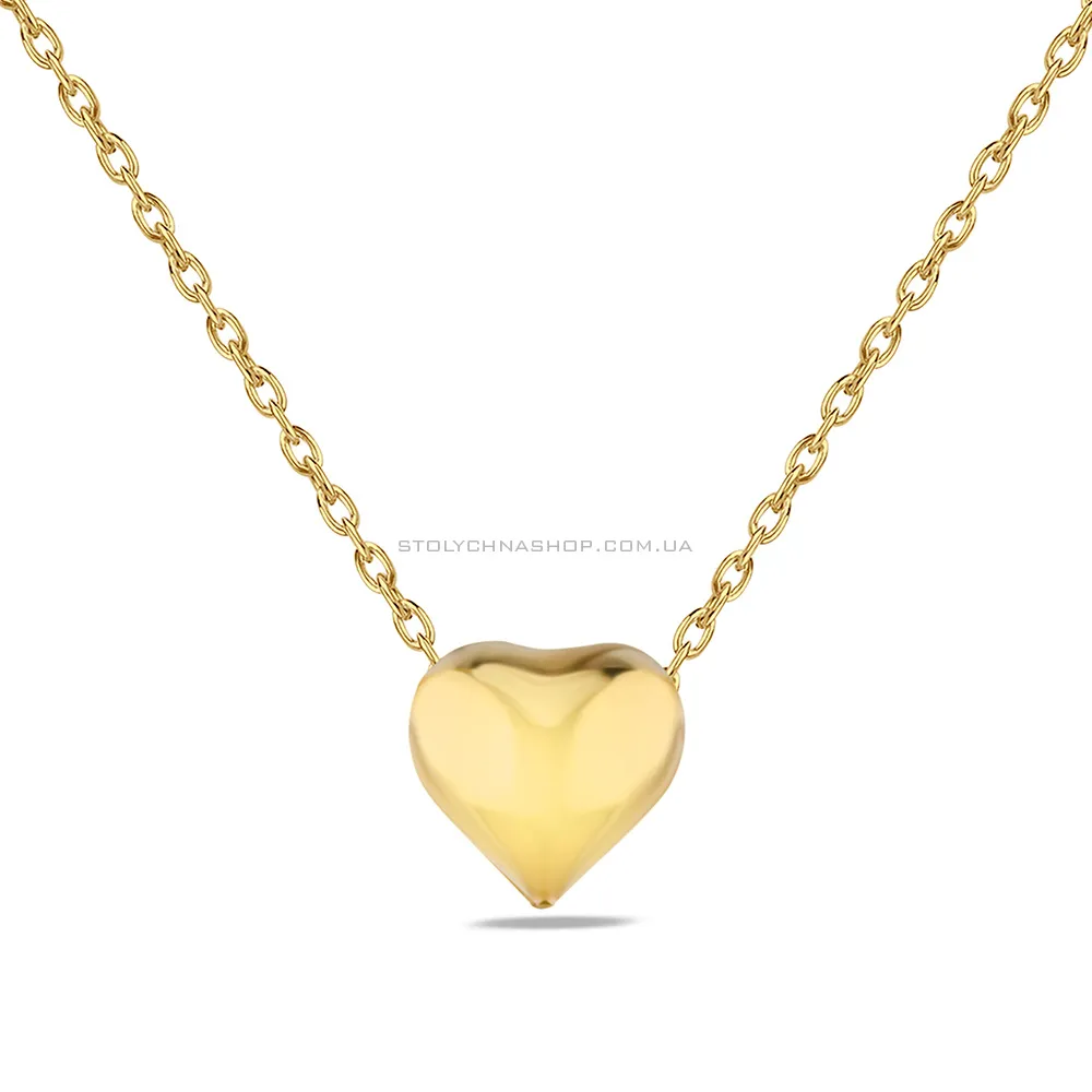 Колье из серебра с объемным сердечком и с желтым родированием  (арт. 7507/1488ж)