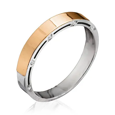 Серебряное кольцо с фианитами и золотой накладкой (арт. 7201/034кю)