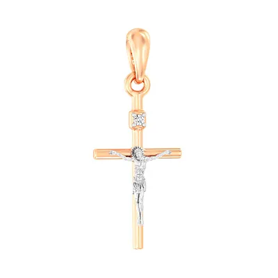 Крестик золотой с распятием и бриллиантом (арт. П011176)