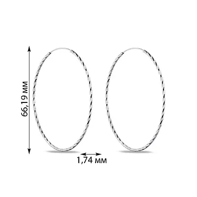 Тонкі срібні сережки-кільця з алмазною гранню (арт. 7502/4373/65)