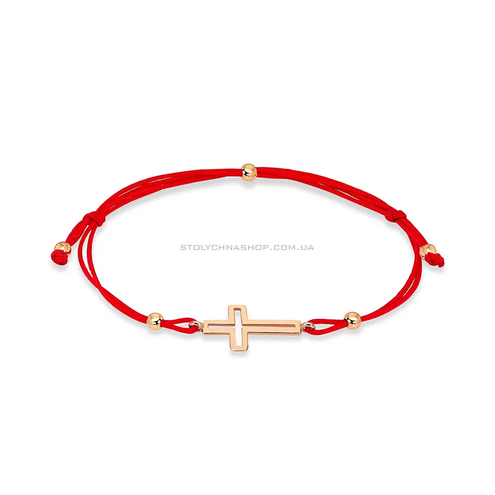Браслет из красной шелковой нити с крестиком (арт. 322810) - цена