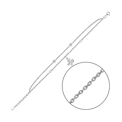 Двойной серебряный браслет с подвесками (арт. 7509/3973)