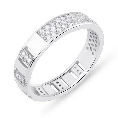 Серебряное двухстороннее кольцо с фианитами (арт. 7501/КК2Ф/2056-18,5)