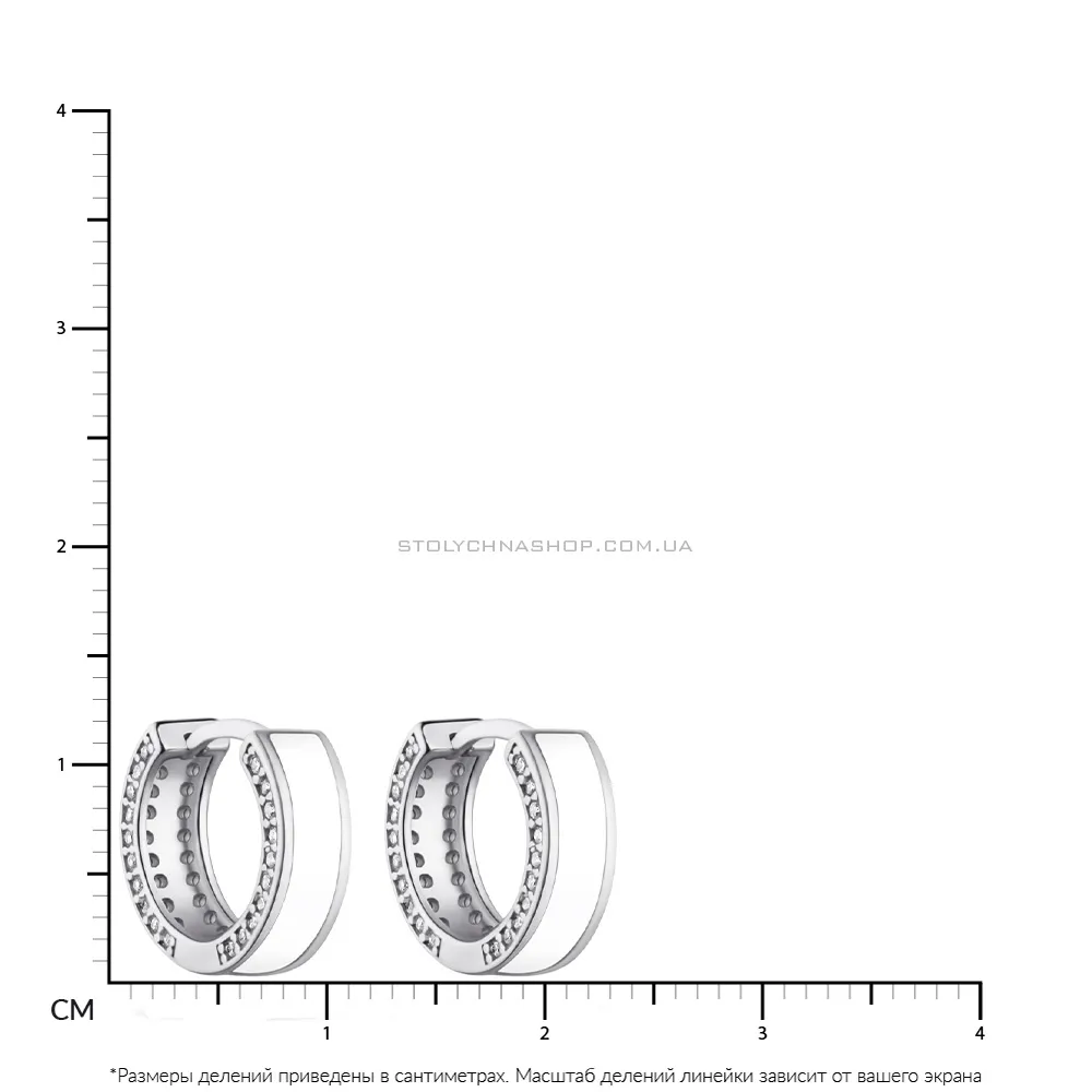 Срібні сережки з емаллю і фіанітами (арт. 7502/4873/15еб) - 2 - цена