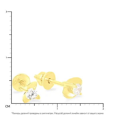 Золотые серьги пусеты с фианитами (арт. 110270ж)