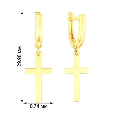 Золотые серьги-подвески с крестиками (арт. 110516ж)