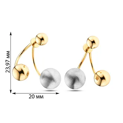 Сережки-джекети з комбінованого золота (арт. 104577жбг)