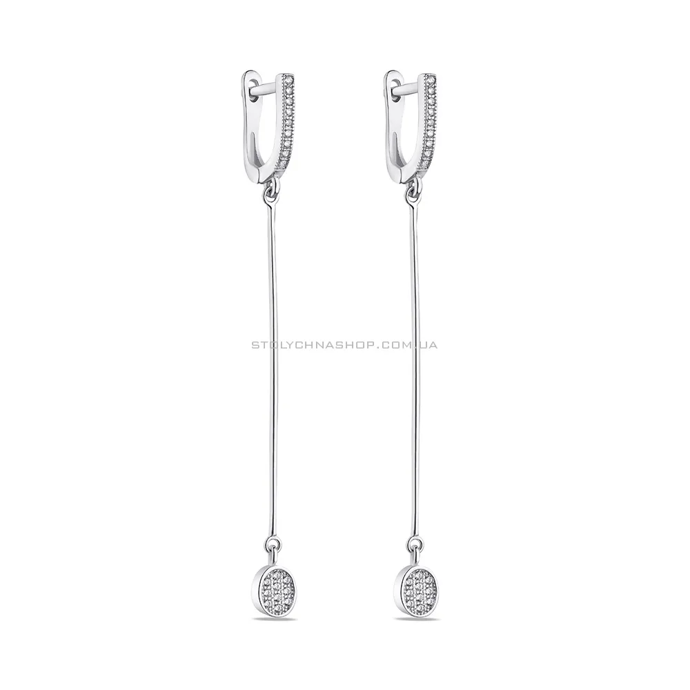 Довгі сережки-підвіски зі срібла з фіанітами (арт. 7502/4881)