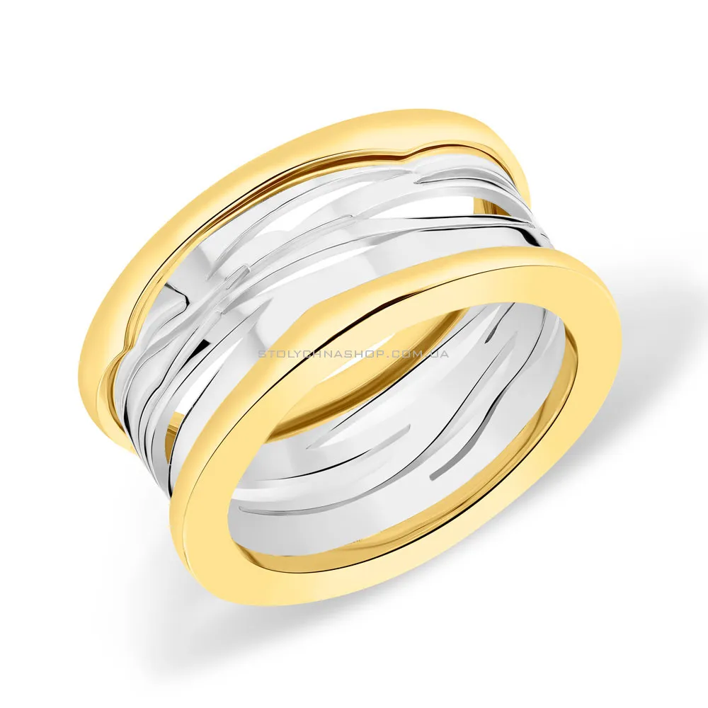 Массивное кольцо из желтого и белого золота  (арт. 155330жб)