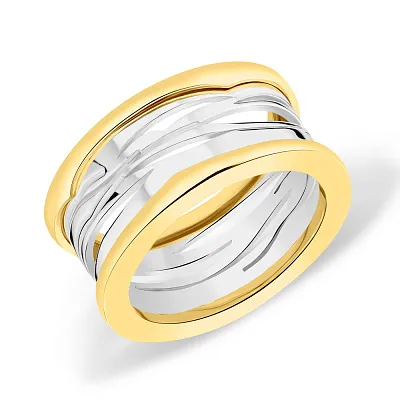Массивное кольцо из желтого и белого золота  (арт. 155330жб)