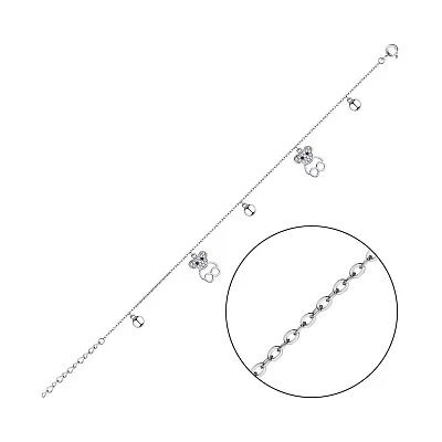Срібний браслет з підвісками та фіанітами (арт. 7509/4215ч)