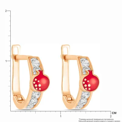 Детские золотые серьги с фианитом и эмалью (арт. 104212ек)