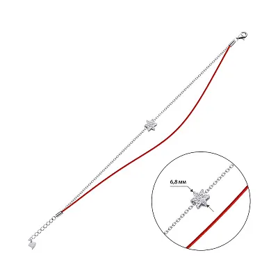 Браслет з червоною ниткою і срібними вставками (арт. 7309/1610)