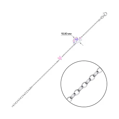 Дитячий браслет зі срібла "Єдиноріг" з емаллю  (арт. 7509/3613ер)